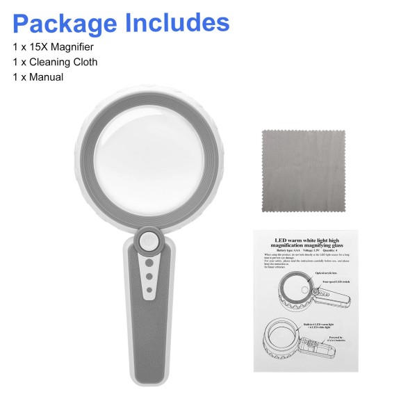 TheSiliconValley 15X Magnifying Glass with 12 LED Lights Handheld Magnifier