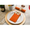 50-Pack Disposable Linen-Feel Dinner Napkins with Built-in Flatware Pocket, ORANGE