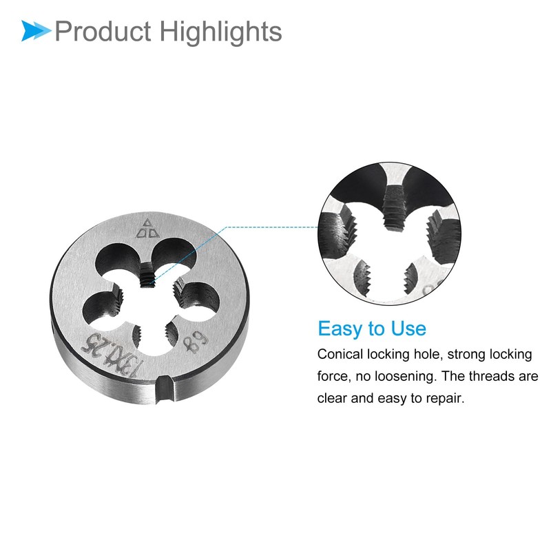 CoCud Metric Adjustable Round Dice M13 X 1.25 Alloy Steel