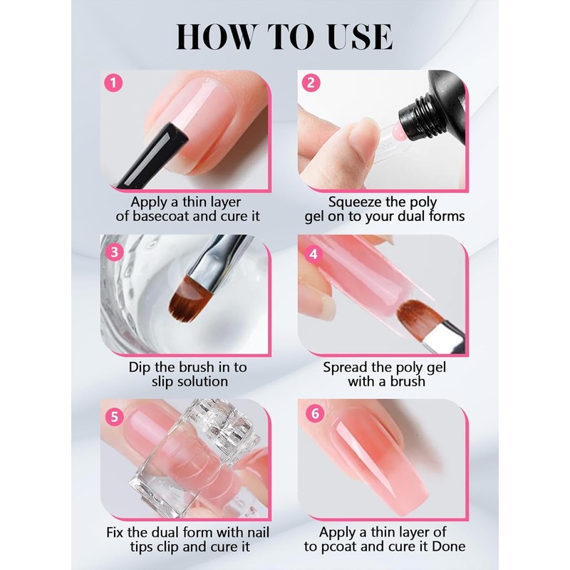 EBANKU 100PCS Nail Dual Forms Tips with 75ml Slip Solution,