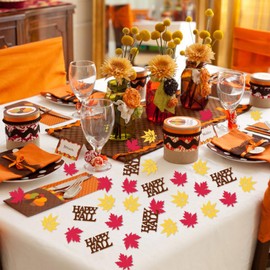 100PCS Happy Thanksgiving Confetti Maple leaves Baby Shower Confetti Thanksgiving Pumpkin Table Confetti for Little Pumpkin Baby Shower Birthday Table Decorations (fall)