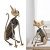 Metal Cat Figurine Innvoative Fun Hand Crafted Spring Cat Sculpture
