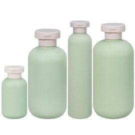 Forreen Pack of 4 Travel Bottles for Filling, 100 ml, 200 ml, 260 ml, 300 ml, Squeeze Bottle, Refillable Plastic, Leak-Proof, Reusable Travel Container for Shampoo, Cream, Liquids and Lotion