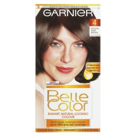 Garnier Belle Color 4 Natural Dark Brown Permanent Hair Dye, Multi-tonal, Natural-looking Hair Colour with 98% Natural Origin Nourishing Conditioner