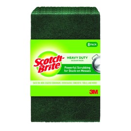 Scotch-Brite Heavy Duty Scouring Pad, Dish Scrubber for Kitchen + Outdoor, 8 Scrub Pads for Uncoated Pots and Pans, Cast Iron Cooktops, Grill Grates, Oven Racks, & BBQ, Durable, Long-Lasting