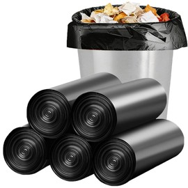 Phyxiul Trash Bags, 5 Rolls, 100 Sheets, Plastic, Large Capacity, Car Trash Can, Dedicated Trash Bags, Bathroom, Office, Kitchen Toilet, Black, Disposable, Easy to Use, 17.7 x 19.7 inches (45 x 50 cm