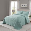 NEWLAKE Quilt Bedspread Set, Light Green Jacquard Embossed Floral Pattern
