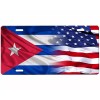 Onestopairbrushshop Cuban Flag/American Flag license plate