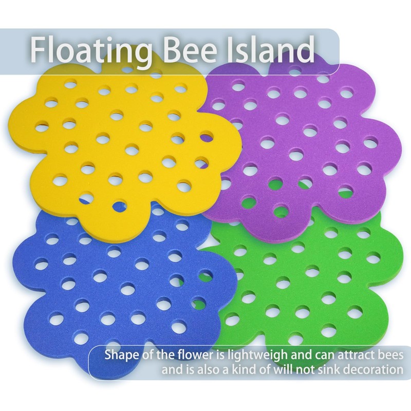 Xaspac 4 Pack Floating Bee Island, Bee Watering Station for