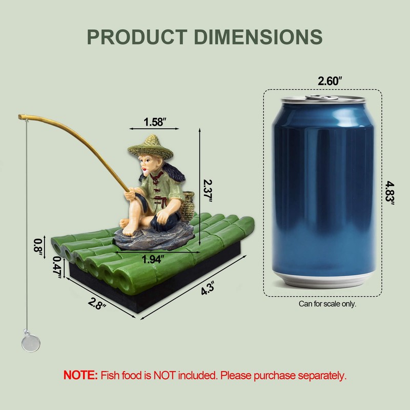 BaoZqua 2-in-1 Floating Aquarium Decor, Interactive Floating Fish Tank Fisherman