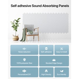 Soundsbay Sound Proof Foam Panels for Walls, Honeycomb Acoustic Panels Self Adhesive, 12 Pack Soundproof Wall Panels, High Density Acoustic Wall Panels for Wall Decorative, Ceiling, Door 12"×12"×0.4"