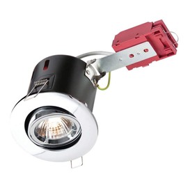 Knightsbridge Tilt GU10 IC Fire Rated Downlight-Gimble White, Pressed Steel, Chrome