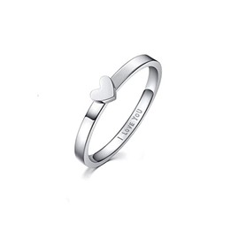 LAVUMO Matching Heart Promise Rings for Couples I Love You Engagement Wedding Ring Band Sets for Him and Her Stainless Steel High Polished Comfort Fit (Women Size 7.5 Only)