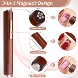 FOWSRHRG 3 in 1 Cat Eye Nail Magnet Set, Multifunctional Wooden Handle Nail Magnet, Heart Magnet for Nails, Rabbit Shape Cat Eye Magnet for Nails, Long Strip Magnets Tool for Nail Art DIY at Home