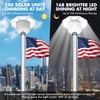 Compact Solar Flag Pole Light, 168 LED, 1400 Lumen Brightness,