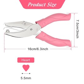 Fabselection 1PCS Hole Punch,Small Mini Tiny Shaped Love Metal Single Handheld Hole,Paper Punch Punchers with Soft-Handled,for DIY Craft Paper Tags Clothing Ticket Scrapbook Tool (Love Shaped)