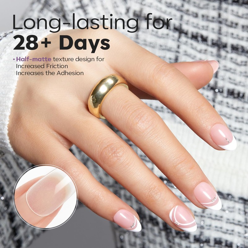 Modelones Nail Tips, Pre-shaped Full Cover Fake Nails Soft Gel