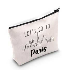 Paris France Trip Travel Case Travel to France Souvenir Let’s Go to Paris Lover Makeup Bag with Zipper France Souvenir Vacation in Paris Gift (Paris)