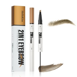 JIAYUTONG 4-Fork Tip Microblading Eyebrow Pen - 2-in-1 Waterproof Eyebrow Pencil, Long-Lasting Natural Hair-Like Brows, Smudge-Proof & Easy to Use (With Tint 01#Light Brown)