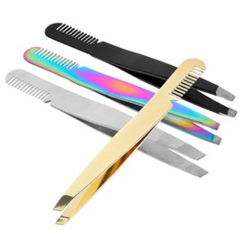 Baluue 3sets Professional Eyebrow Tweezers Slant Tip Hair Removal for Women Stylish Beauty Tool Portable Set 4pcs*3