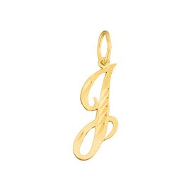 PRECIOUS STARS Genuine 14k Yellow Gold Diamond-cut Cursive Script Letter Initial 'J' Pendant For Men or Women - Gold Script Letter Charm