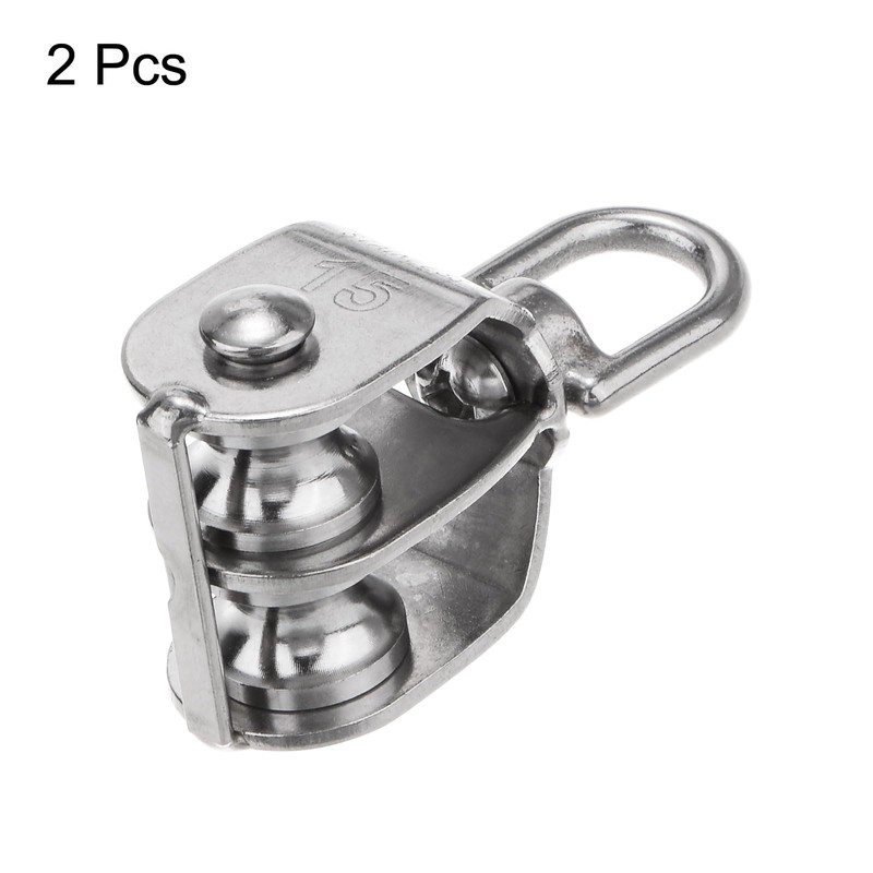 sourcing map Pack of 2 M15 Double Roller Block, Stainless