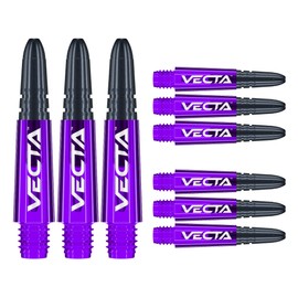 WINMAU Dart Shaft - Vecta Polycarbonate Dart Shafts - 1 Set per Pack (Total 3 Dart Shafts) - Professional Dart Accessories - Purple & Black Short Shafts
