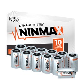 NINMAX® CR123A 3V Lithium Battery 12 Pack, No.1 1700mAh 3 Volt High Power 123A Lithium Batteries for High-Intensity Flashlights, Home Safety and Security, and More
