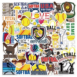 100PCS Softball Stickers, Funny Softball Gifts for Student Vinyl Waterproof for Water Bottle Laptop Luggage Guitar Gifts for Teens Girls Kids Adult Students