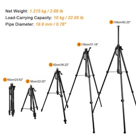 62.2-inch Laser Level Tripod - Huepar 5/8"-11 Flat Head and 1/4"-20 Screw Adapter Aluminum Tripod for Laser Level, Line Lasers, Point Lasers, with Handle, Bubble Level and Carrying Bag - TPD16
