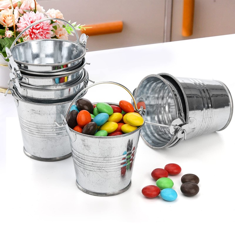 Frcctre 30 Pack Mini Metal Buckets with Handles, 2 Inch