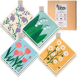 Eulnars Swedish Dishcloths, 8 Pack Reusable Paper Towels with Clips, Non-Scratch Swedish Dish Towels for Kitchen, Super Absorbent Cellulose Dish Cloths, Biodegradable, No Odor Cleaning Rags