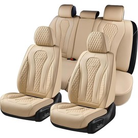Coverado Seat Covers, Car Seat Covers Full Set, Beige Car Seat Cover, Car Seat Cushion Waterproof, Car Seat Covers Front Seats Back Seat Covers, Seat Cover Car Seat Protector Universal Fit Most Cars