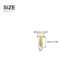 DTGN 50pcs M3x10mm(DxL) Brass Phillips Wood Screws for Woodcraft Furniture Countersunk Tapping Screws Brass Stone