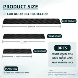Car Door Sill Protector Compatible with Nissan Rogue 2025-2008 Custom Fit S SV SL Prime - Custom Fit Anti-Scratch Carbon Fiber Threshold Protection Sticker, Trunk & Door Entry Edge Guard (9pcs)