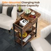 GRUSIGN End Table with Charging Station, Flip Top Side Table