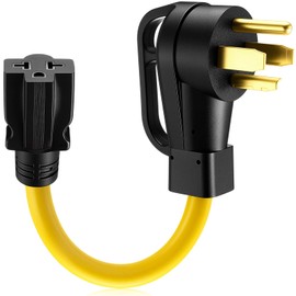 Mootycapa NEMA 14-30P to 6-20/15R or 5-20/15R EV Dryer Adapter Cord 30 Amp 4 Prong 240V to 20/15 Amp 3 Prong 240V 6-20/15R or 5-20/15R T Blade for EV Charger HVAC 12 AWG 1FT