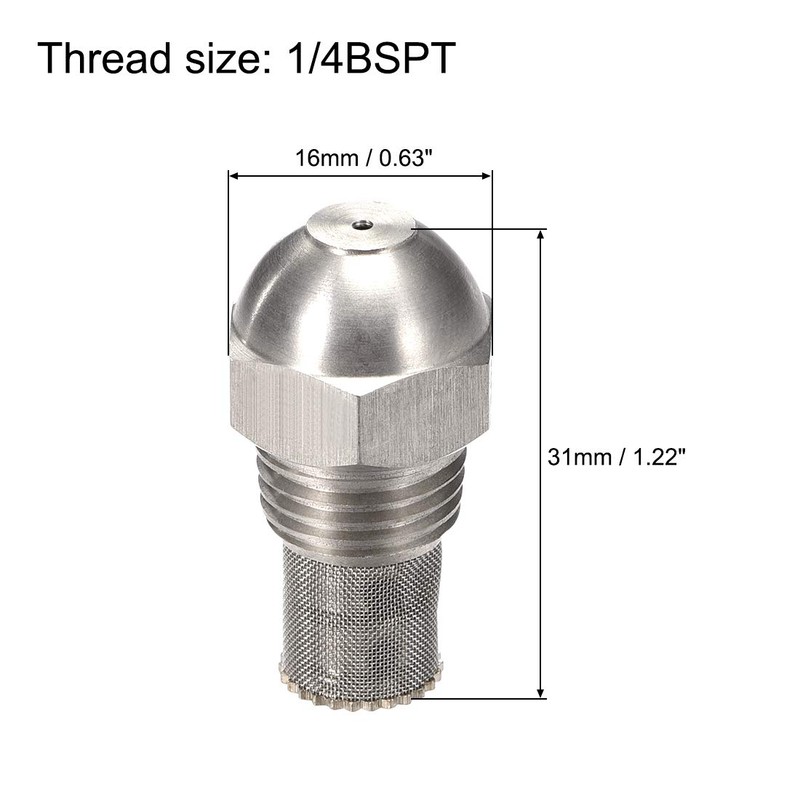 uxcell Mist Nozzle - 1/4BSPT 1.5mm Orifice Dia 304 Stainless