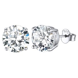 ChicSilver 925 Silver Cubic Zirconia Stud Earrings for Women Girls Black Zirconia Earrings 5 mm 7 mm 9 mm Small Stud Earrings with Zirconia for Valentine's Day Wedding Party, Sterling Silver