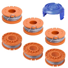JAMSSOW 6 Pcs Strimmer Spool Compatible with Mac Allister MGTP18Li Trimmer Line,1.65mm 10ft Autofeed WX150 Replacement Spool and Line(6 Spool+1 Cover)
