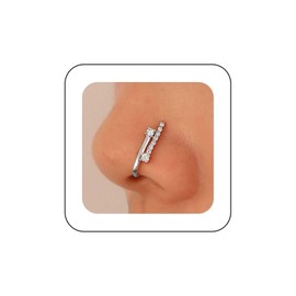 Vacaonio Vintage Crystal Clip On Nose Ring Crystal Bendable Nose Ring Rhinestone Nose Rings Silver Cz Cuff Nose Ring U Shape Nose Rings Jewelry for Women