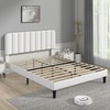VECELO Queen Size Bed Frame with Upholstered Headboard, Velvet Platform