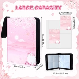 Aliceset Card Binder for Gifts 4 Pocket with 55 Sleeves 440 Cards Cute Collectible Trading Binder Case Album Holder Book for Game Sports Collection Organizer Supply(Sakura Cat)