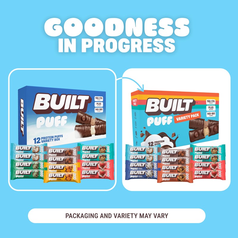 BUILT Bar Puff Protein Bars - Variety Pack - 15-17g