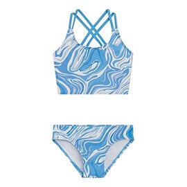 Kanu Surf Girls' Waverly UPF 50+ Beach Sport Criss-Cross Tankini, Gigi Blue, 10