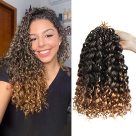 Datanala GoGo Curl Crochet Hair 10Inch/8 Packs Pre-looped Water Wave Crochet Hair Pretwisted Curl Crochet Braiding Hair Synthetic Extensions For Women (T27, 10inch(8packs))