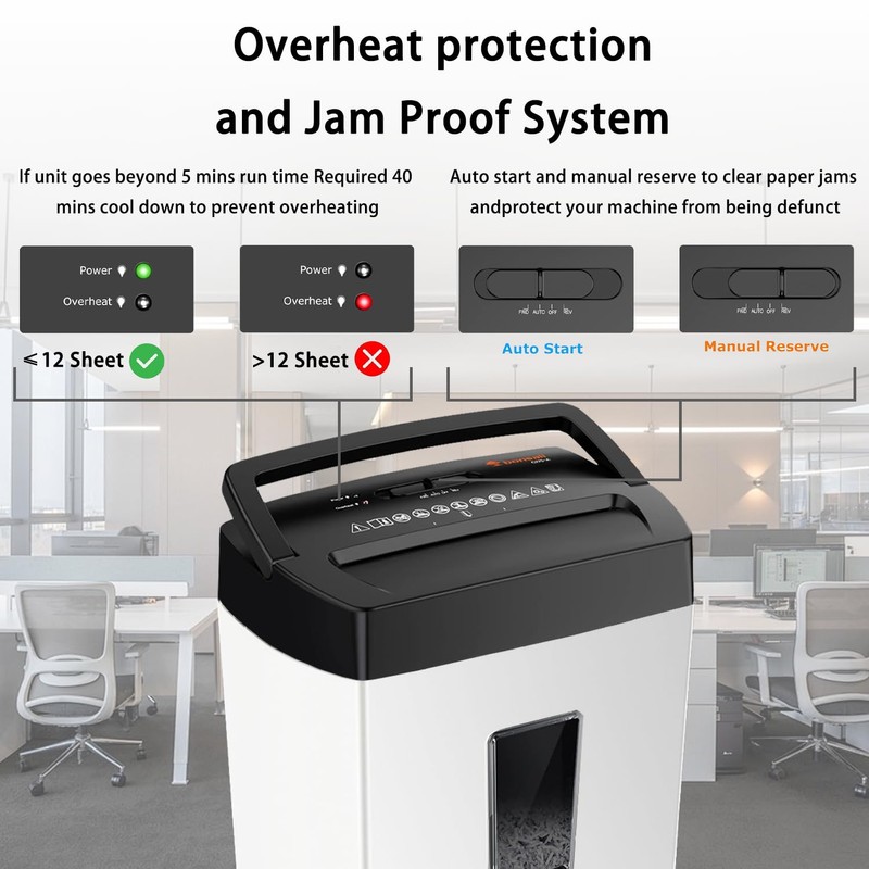 Bonsaii Heavy-Duty Shredder, Up to 12 Sheets, P-4 high Security,