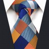 SHLAX&WING Men's Floral Pattern Checkered Necktie, Wedding, Silk Check, 3.5"