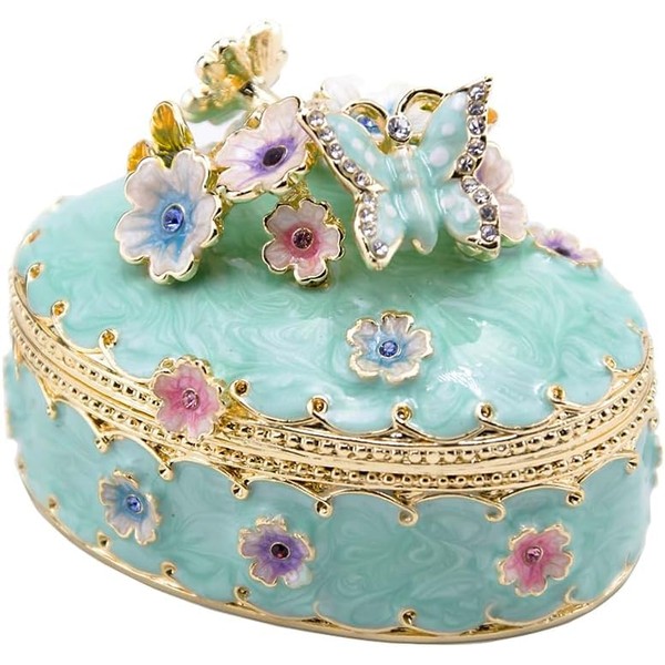 SEVENBEES Hinged Trinket Box for Women - Hand-Painted Enamel Jewelry