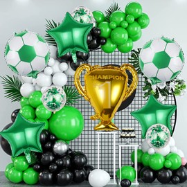 12 Pcs Soccer Balloons Soccer Party Decorations, Championship Trophy Balloons For Birthday Party Supplies, World Cup Decorations, Kids Birthday Baby Shower Green Soccer Theme Party Decorations